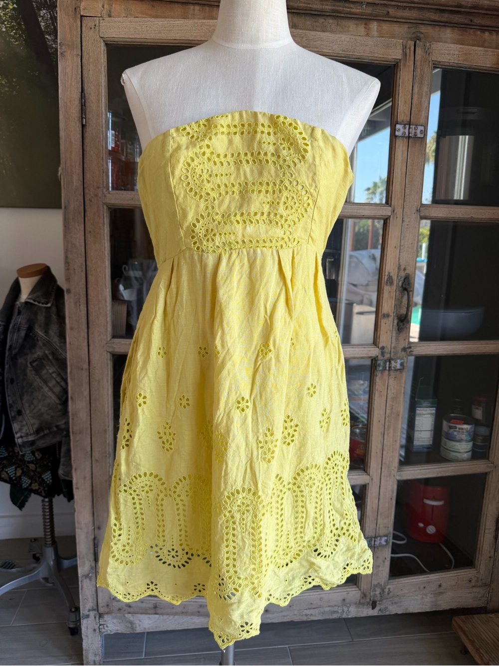 Land’s End Strapless Eyelet Sundress yellow